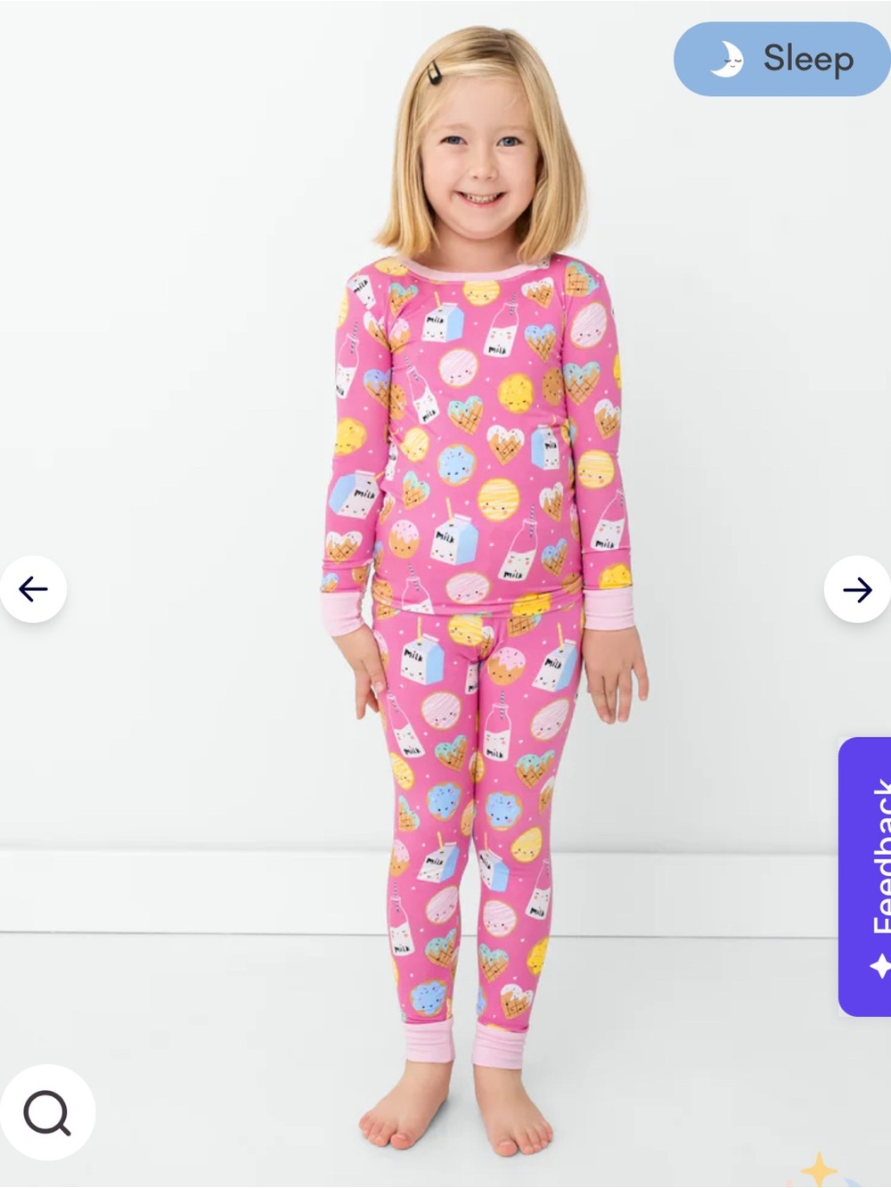 Little Sleepies Pink Cookies & Milk Two-Piece Pajama Set – Size 7/8 – NWT